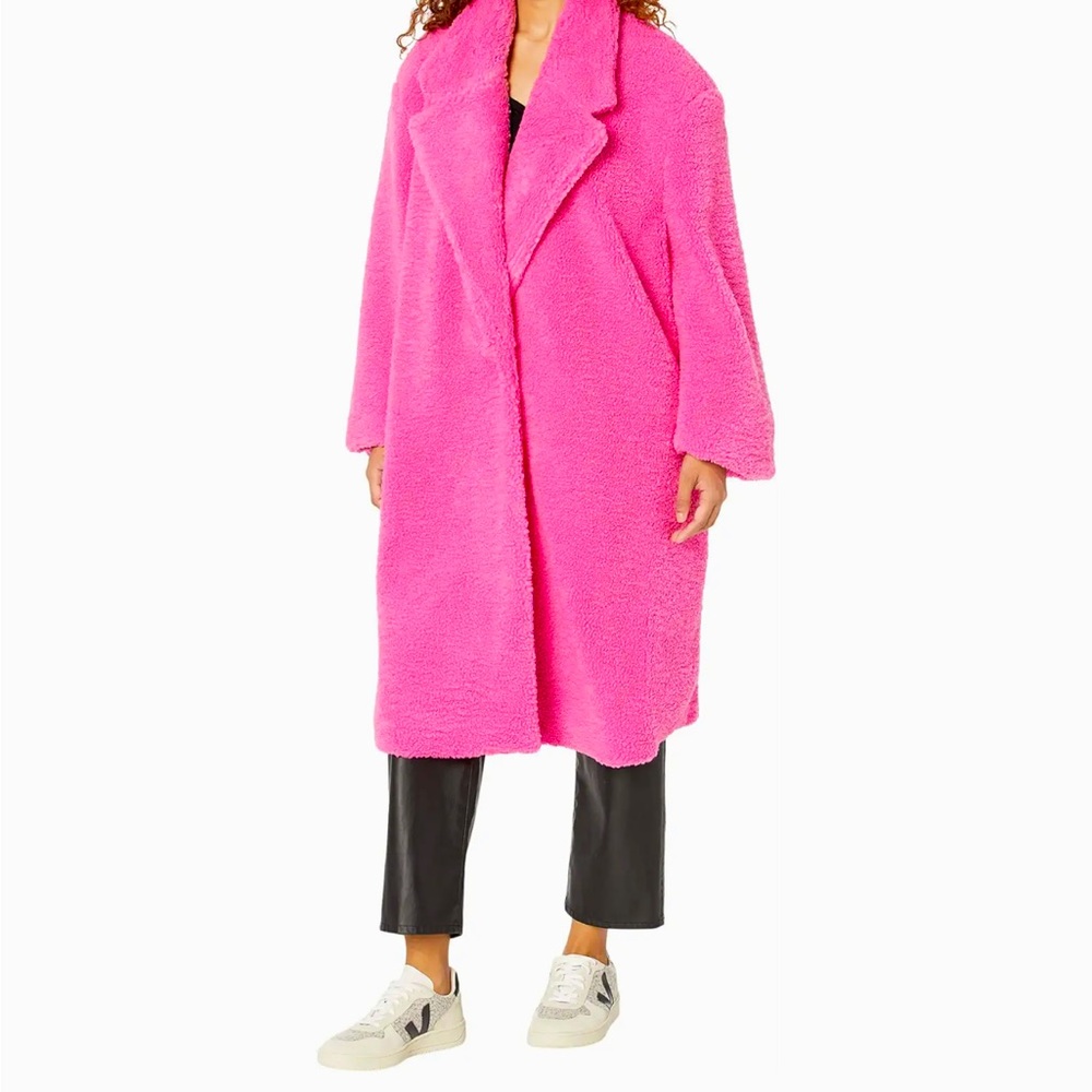 AFRM pink fuzzy oversized coat. size small but will fit almost any size. EUC